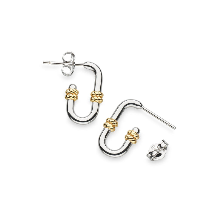 Kit Heath Silver Marina Rope Bar Link Golden Stud Hoop Earrings - MococoKit Heath41092GRP5038159168765Earrings