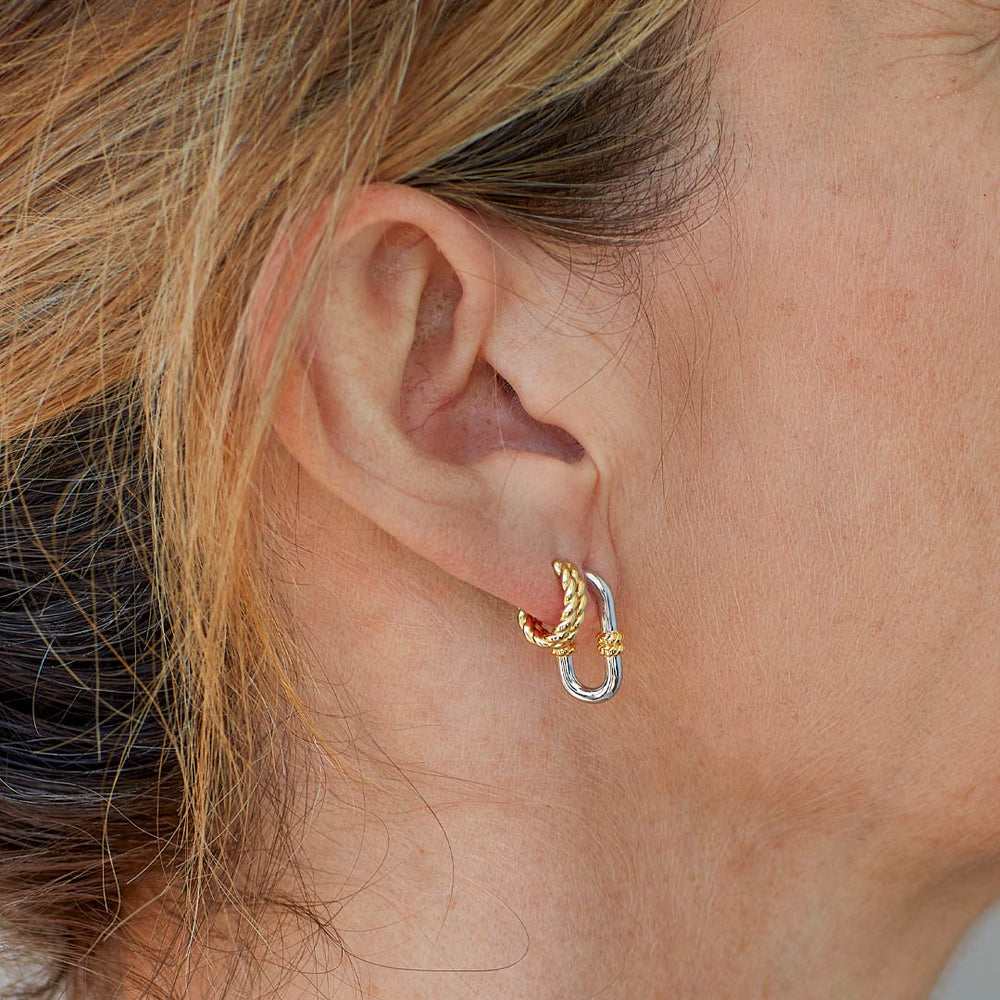 Kit Heath Silver Marina Rope Golden Stud Hoop Earrings - MococoKit Heath41071GRP5038159168444Earrings