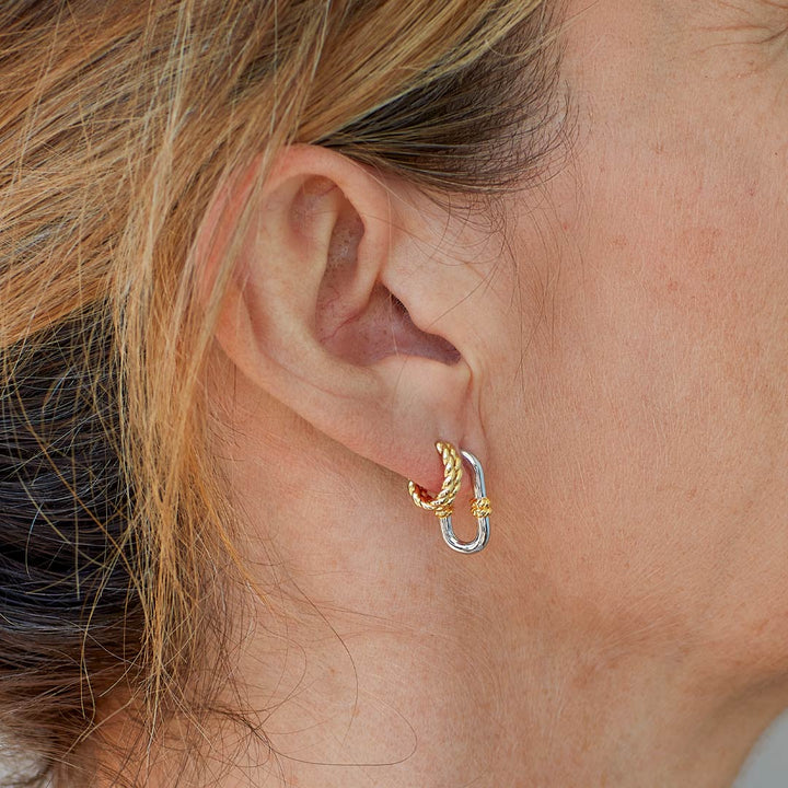 Kit Heath Silver Marina Rope Golden Stud Hoop Earrings - MococoKit Heath41071GRP5038159168444Earrings