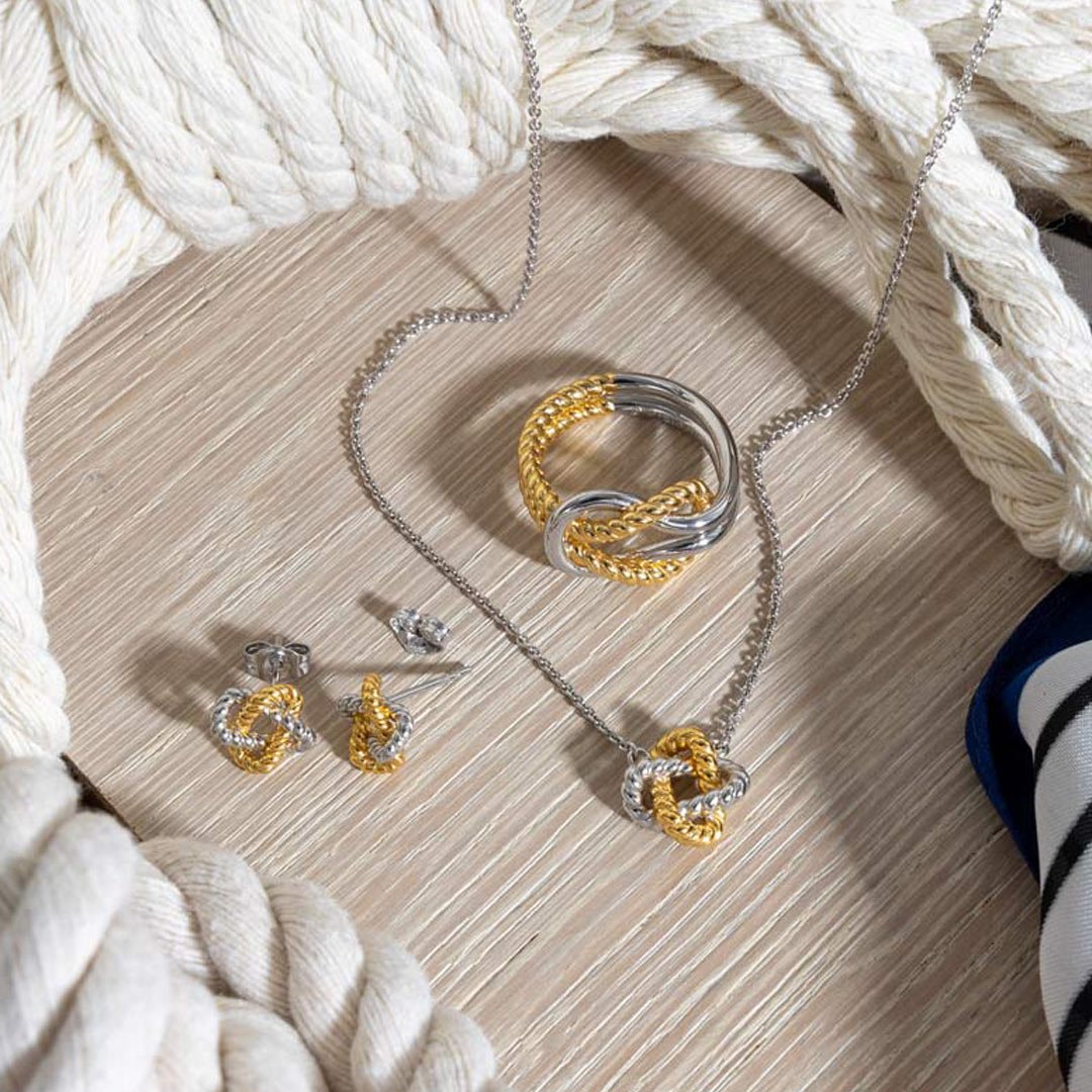 Kit Heath Silver Marina Rope Knot Golden Ring - MococoKit Heath21071GRPM5038159168321Rings