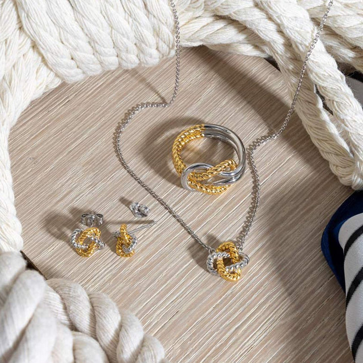 Kit Heath Silver Marina Rope Knot Golden Ring - MococoKit Heath21071GRPM5038159168321Rings