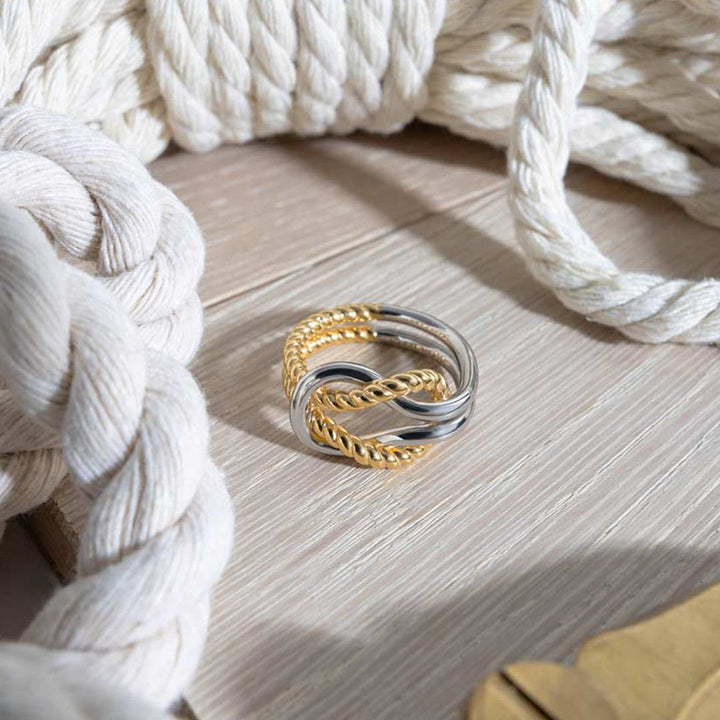 Kit Heath Silver Marina Rope Knot Golden Ring - MococoKit Heath21071GRPM5038159168321Rings