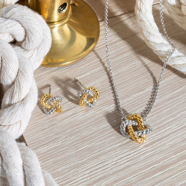 Kit Heath Silver Marina Rope Knot Golden Stud Earrings - MococoKit Heath41072GRP5038159168468Earrings