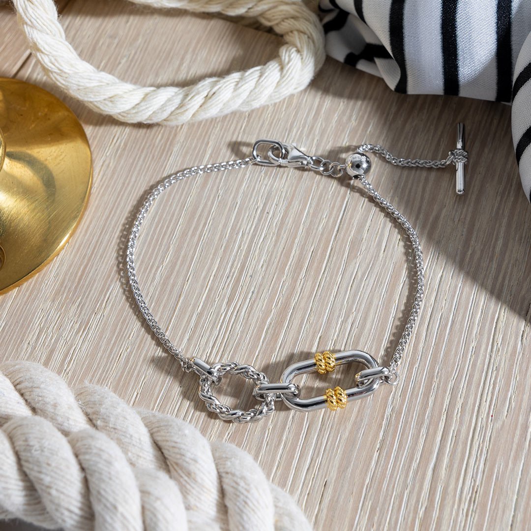 Kit Heath Silver Marina Rope Link Golden Slider Bracelet - MococoKit Heath71096GRP5038159168604Bracelets
