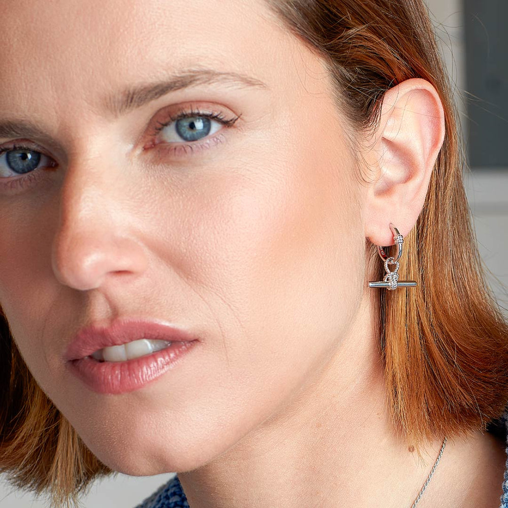 Kit Heath Silver Marina Rope T - Bar Grande Hoop Earrings - MococoKit Heath61094RP5038159168536Earrings