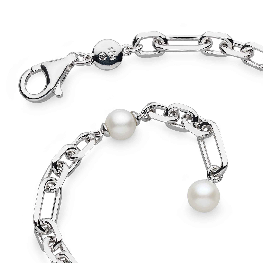 Kit Heath Silver Revival Figaro Chain Pearl Station Bracelet - MococoKit Heath70434FP5038159161636Bracelets