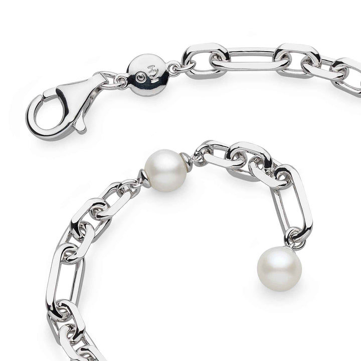 Kit Heath Silver Revival Figaro Chain Pearl Station Bracelet - MococoKit Heath70434FP5038159161636Bracelets