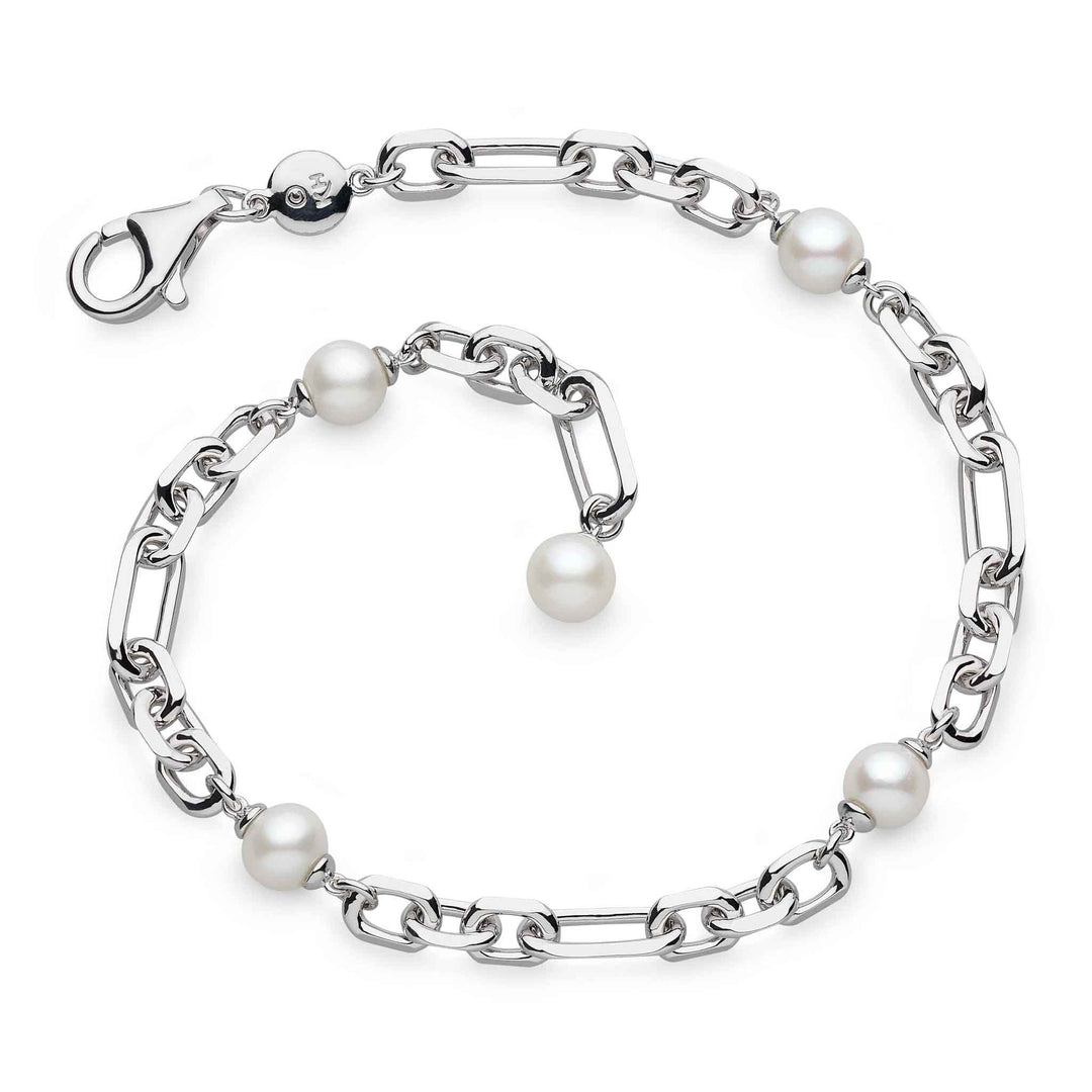 Kit Heath Silver Revival Figaro Chain Pearl Station Bracelet - MococoKit Heath70434FP5038159161636Bracelets