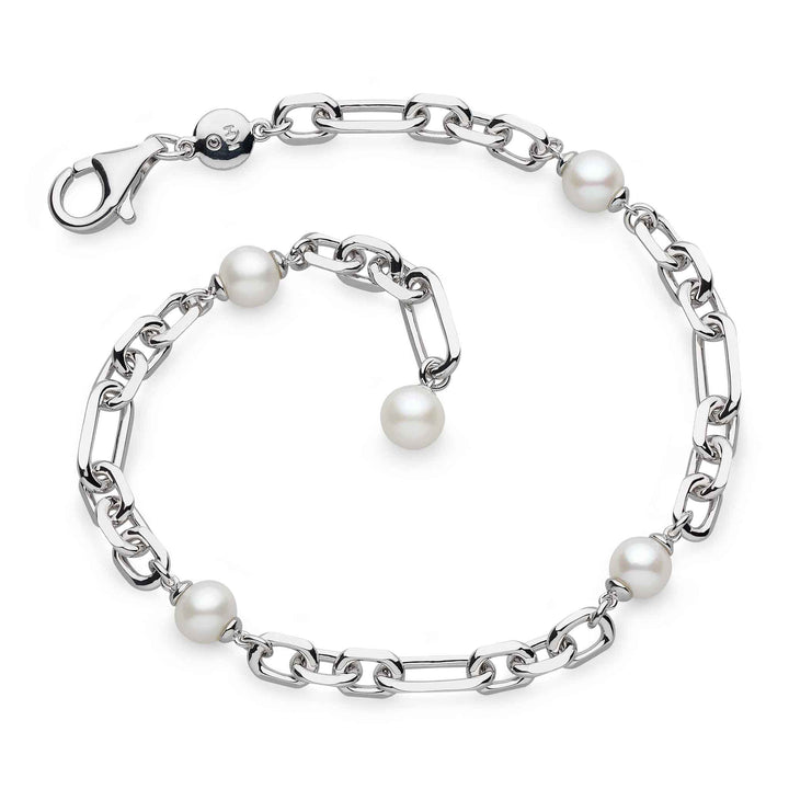 Kit Heath Silver Revival Figaro Chain Pearl Station Bracelet - MococoKit Heath70434FP5038159161636Bracelets