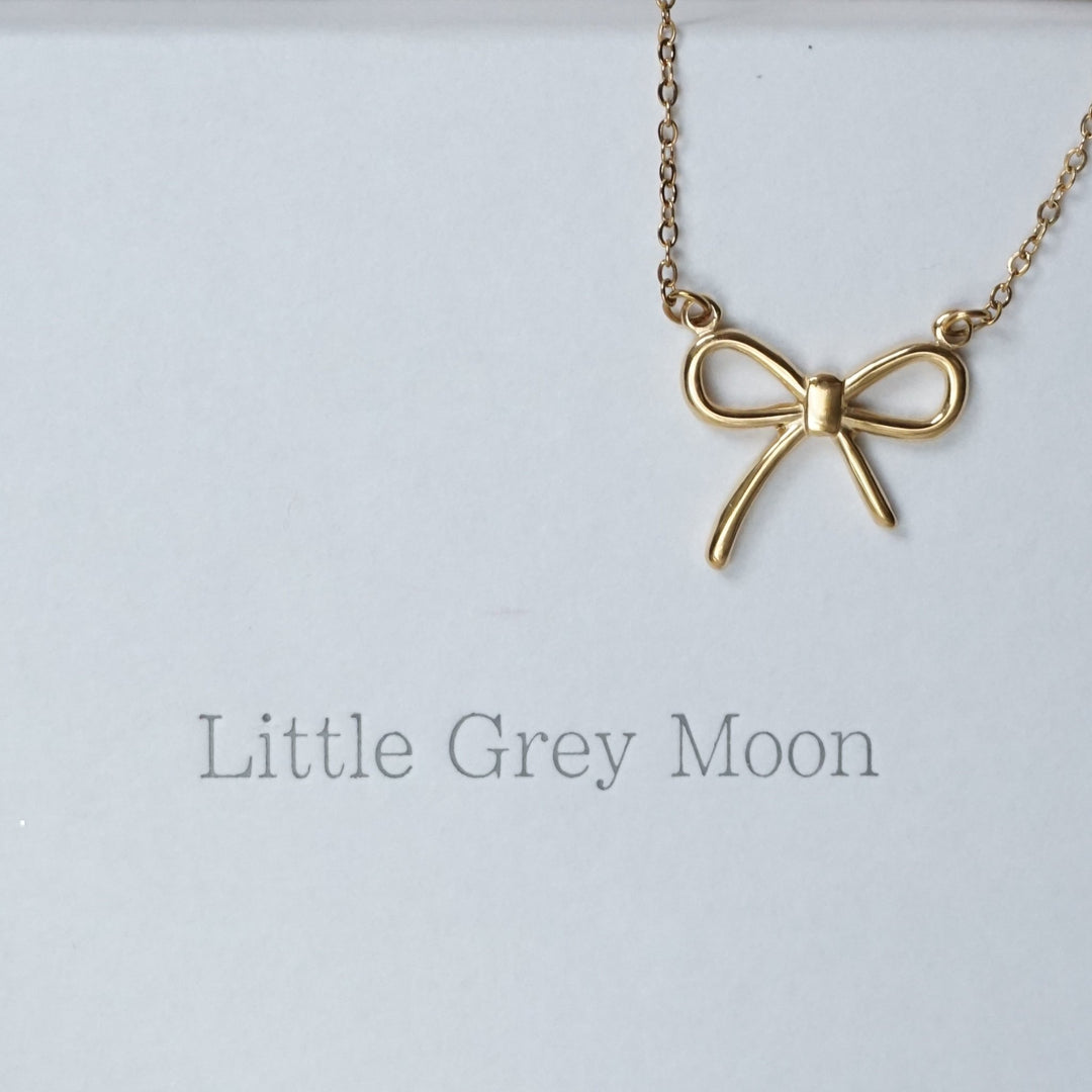 Little Grey Moon Gold Bow Connector Necklace - MococoLittle Grey Moon100682Necklaces