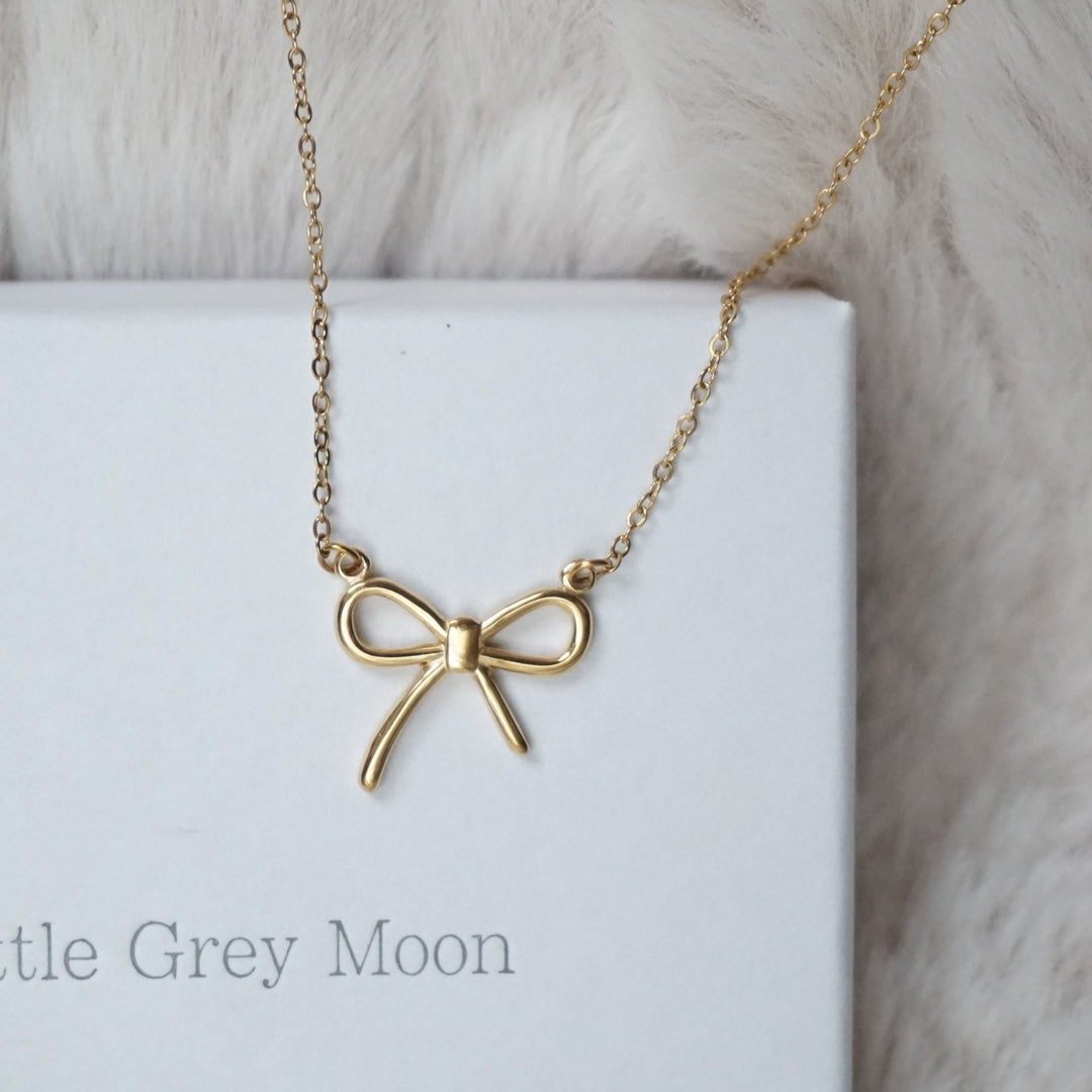 Little Grey Moon Gold Bow Connector Necklace - MococoLittle Grey Moon100682Necklaces