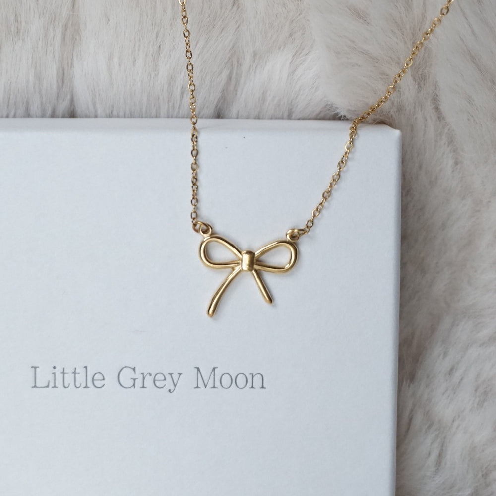 Little Grey Moon Gold Bow Connector Necklace - MococoLittle Grey Moon100682Necklaces