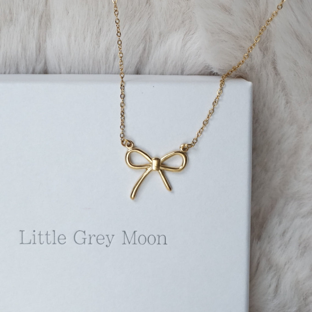 Little Grey Moon Gold Bow Connector Necklace - MococoLittle Grey Moon100682Necklaces
