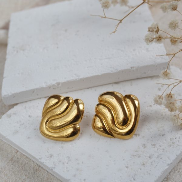 Little Grey Moon Gold Flow Stud Earrings - MococoLittle Grey Moon100603Earrings
