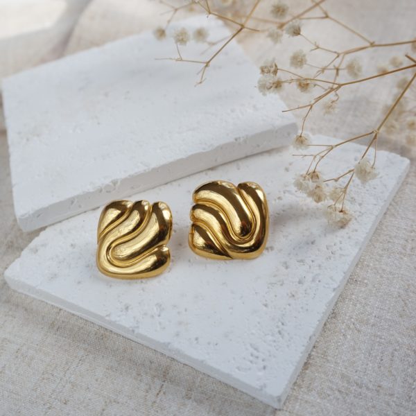 Little Grey Moon Gold Flow Stud Earrings - MococoLittle Grey Moon100603Earrings