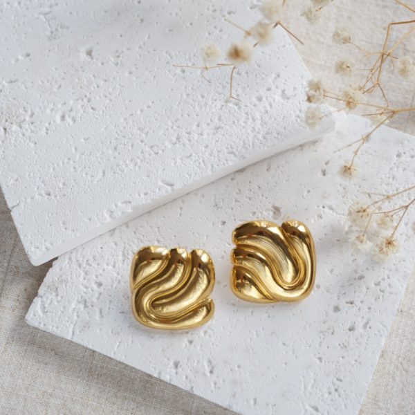 Little Grey Moon Gold Flow Stud Earrings - MococoLittle Grey Moon100603Earrings
