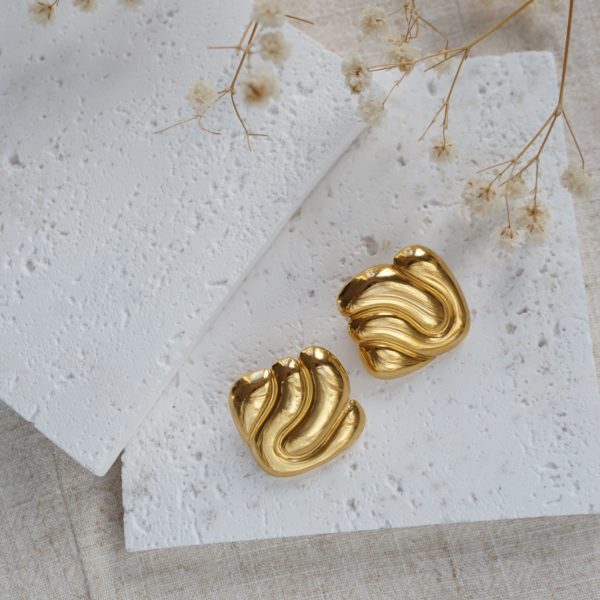 Little Grey Moon Gold Flow Stud Earrings - MococoLittle Grey Moon100603Earrings