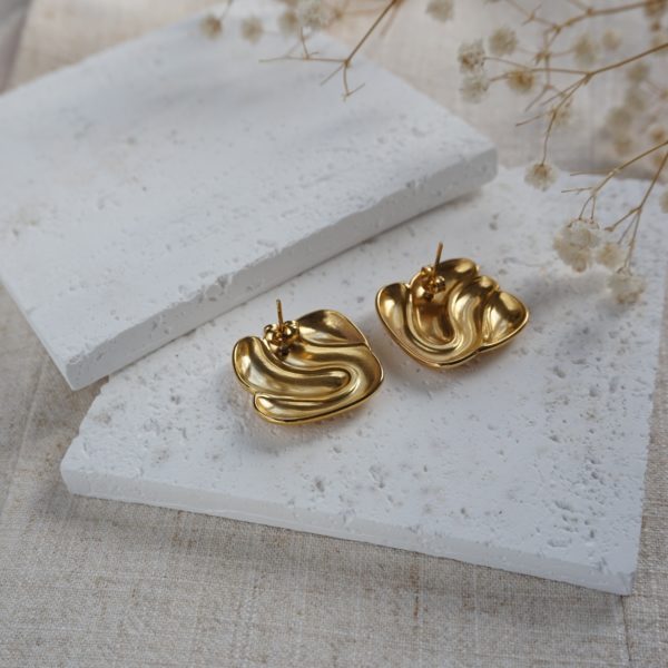 Little Grey Moon Gold Flow Stud Earrings - MococoLittle Grey Moon100603Earrings
