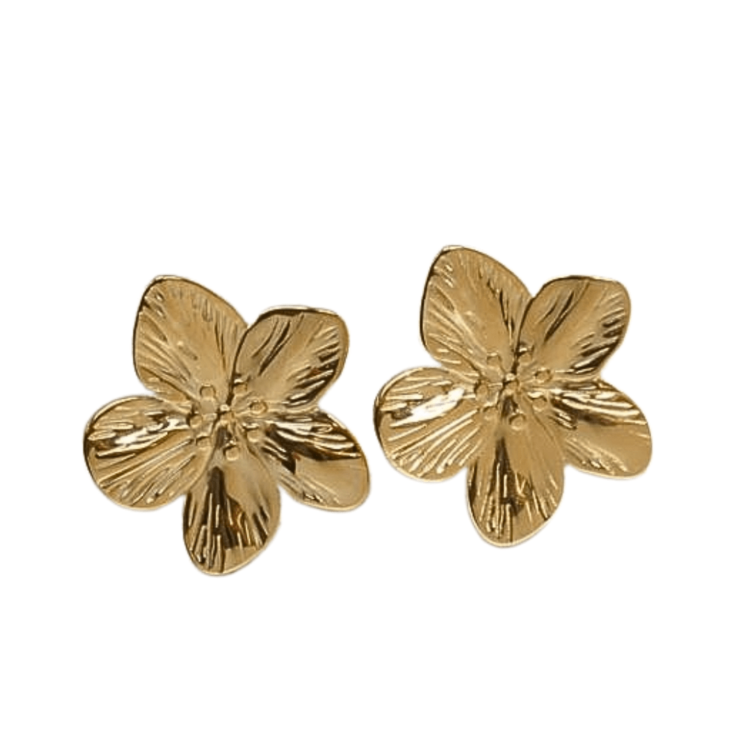 Little Grey Moon Gold Flower Stud Earrings - MococoLittle Grey Moon100619Earrings