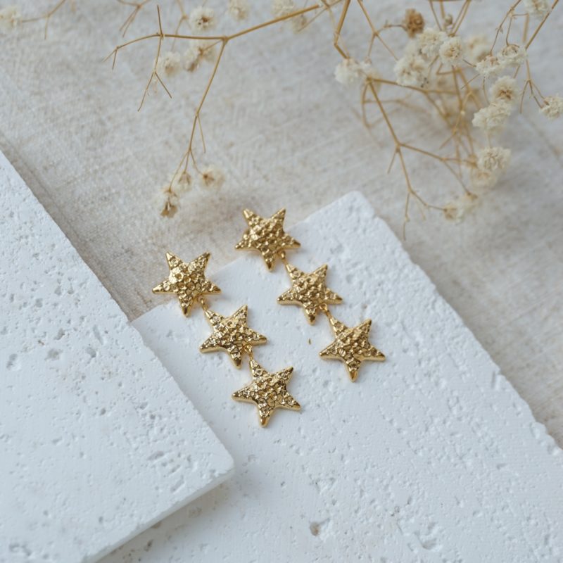 Little Grey Moon Gold Midi Star Drop Earrings - MococoLittle Grey Moon100645Earrings