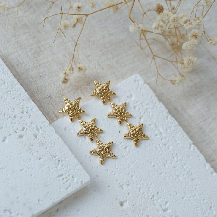 Little Grey Moon Gold Midi Star Drop Earrings - MococoLittle Grey Moon100645Earrings