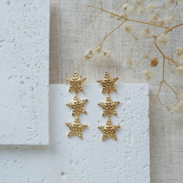 Little Grey Moon Gold Midi Star Drop Earrings - MococoLittle Grey Moon100645Earrings