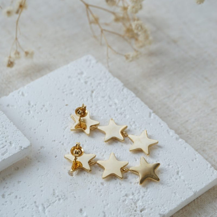 Little Grey Moon Gold Midi Star Drop Earrings - MococoLittle Grey Moon100645Earrings