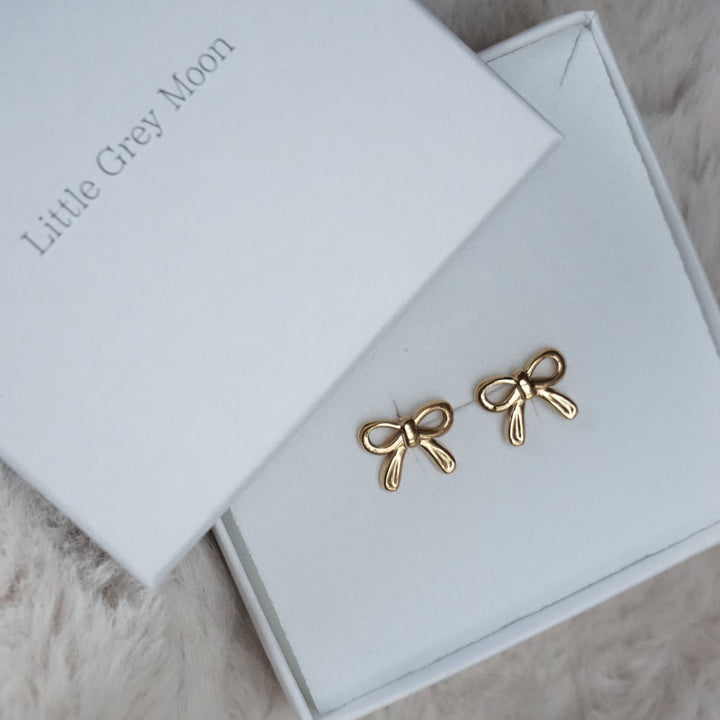 Little Grey Moon Gold Mini Bow Stud Earrings - MococoLittle Grey Moon100680Earrings