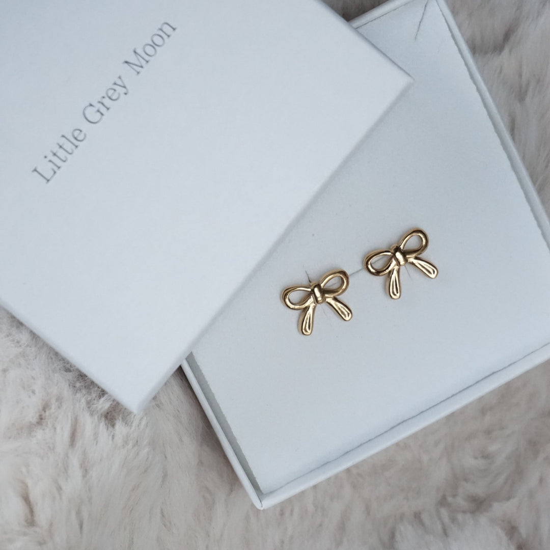 Little Grey Moon Gold Mini Bow Stud Earrings - MococoLittle Grey Moon100680Earrings
