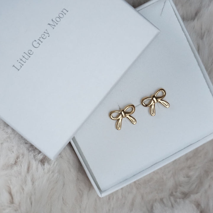 Little Grey Moon Gold Mini Bow Stud Earrings - MococoLittle Grey Moon100680Earrings