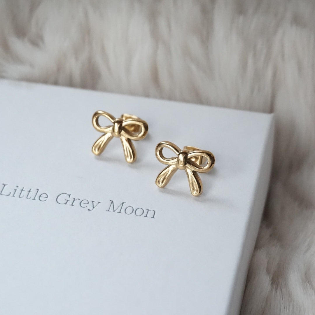 Little Grey Moon Gold Mini Bow Stud Earrings - MococoLittle Grey Moon100680Earrings