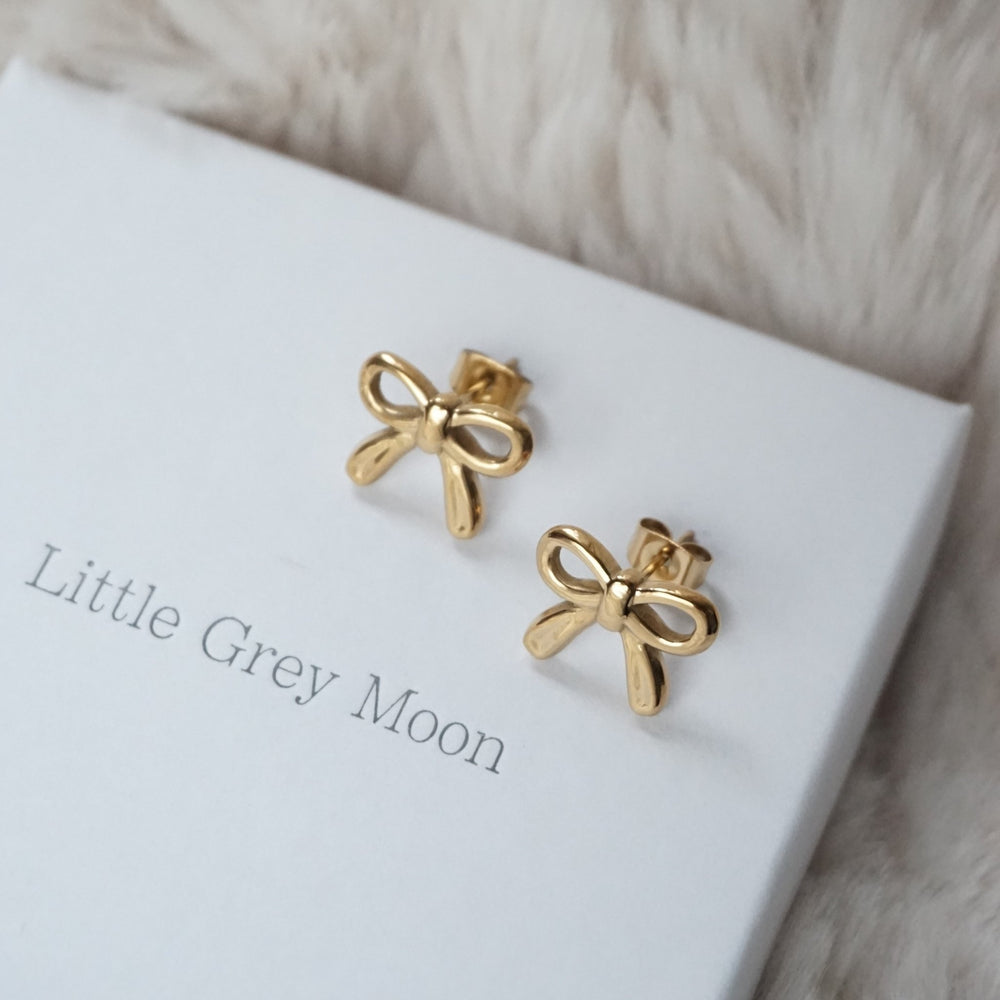 Little Grey Moon Gold Mini Bow Stud Earrings - MococoLittle Grey Moon100680Earrings