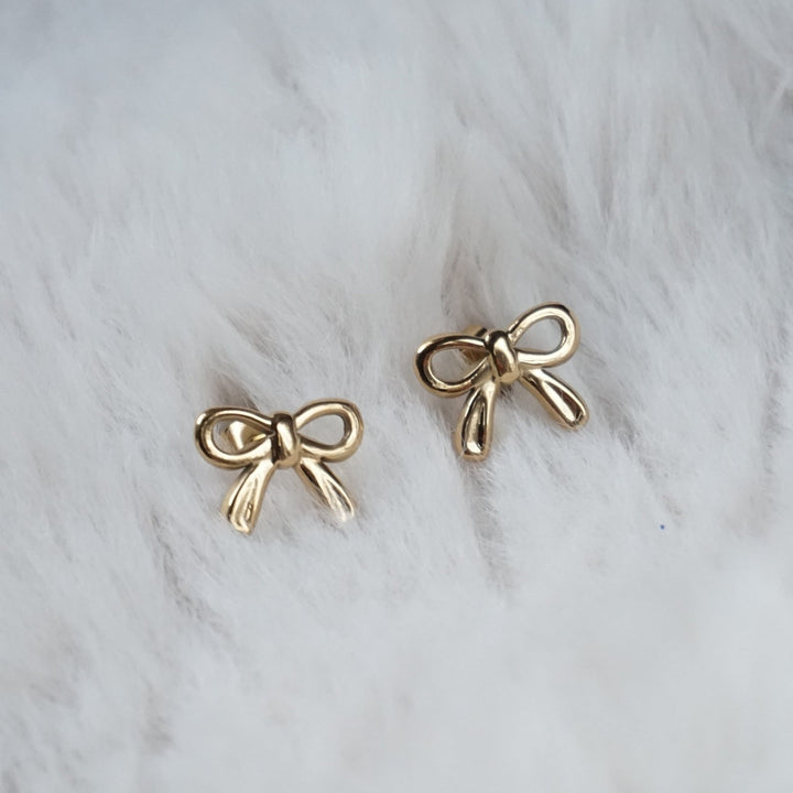 Little Grey Moon Gold Mini Bow Stud Earrings - MococoLittle Grey Moon100680Earrings