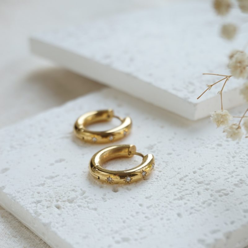 Little Grey Moon Gold Nova Hoop Earrings - MococoLittle Grey Moon100642Earrings