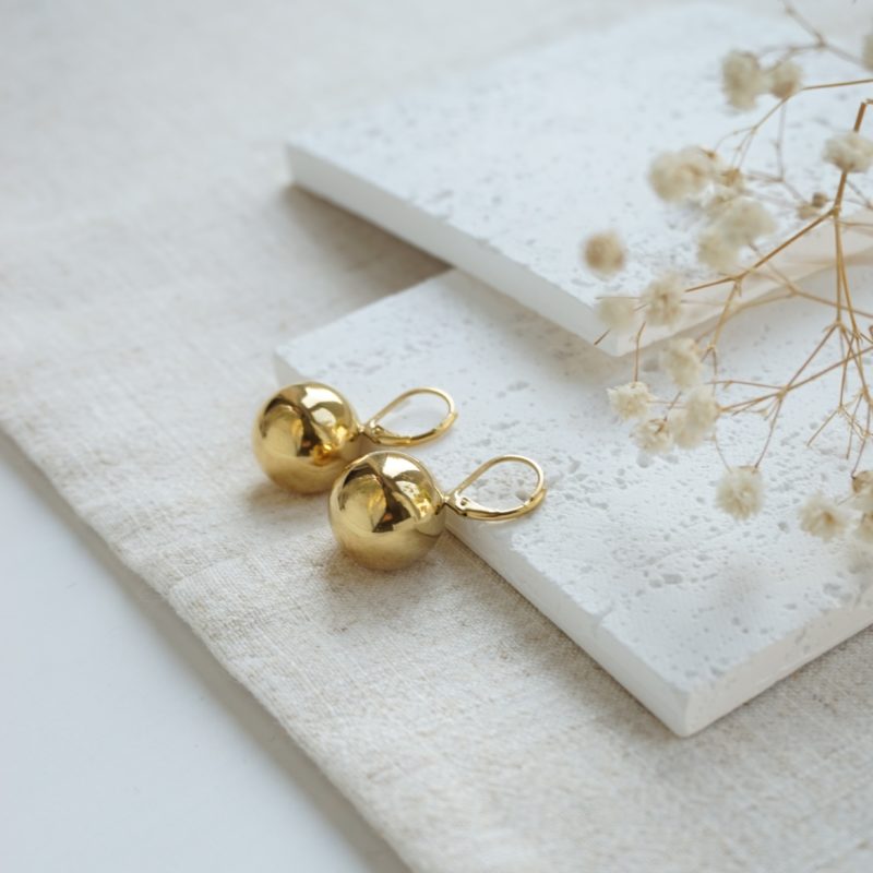 Little Grey Moon Gold Pia Sphere Hoop Earrings - MococoLittle Grey Moon100643Earrings
