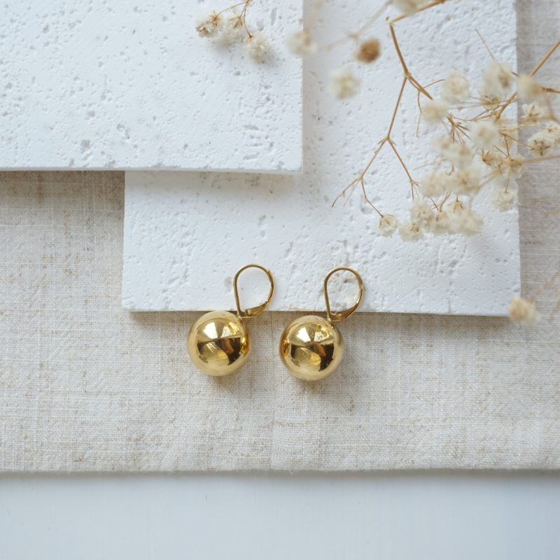 Little Grey Moon Gold Pia Sphere Hoop Earrings - MococoLittle Grey Moon100643Earrings