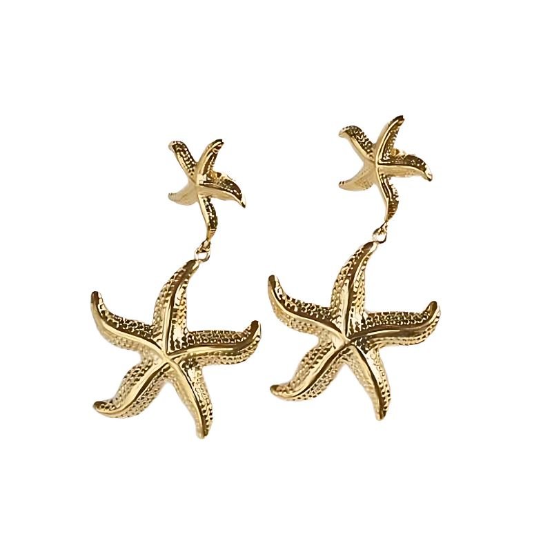 Little Grey Moon Gold Starfish Drop Earrings - MococoLittle Grey Moon100601Earrings
