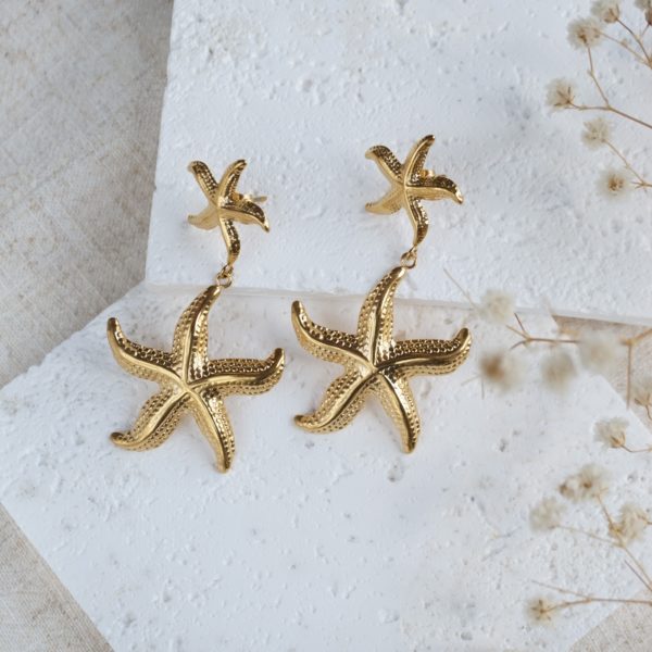 Little Grey Moon Gold Starfish Drop Earrings - MococoLittle Grey Moon100601Earrings