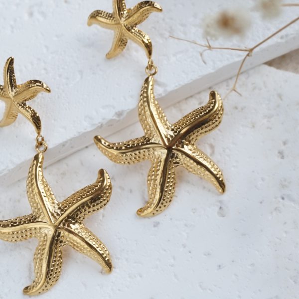 Little Grey Moon Gold Starfish Drop Earrings - MococoLittle Grey Moon100601Earrings