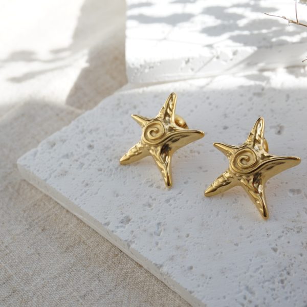 Little Grey Moon Gold Starfish Stud Earrings - MococoLittle Grey Moon100599Earrings