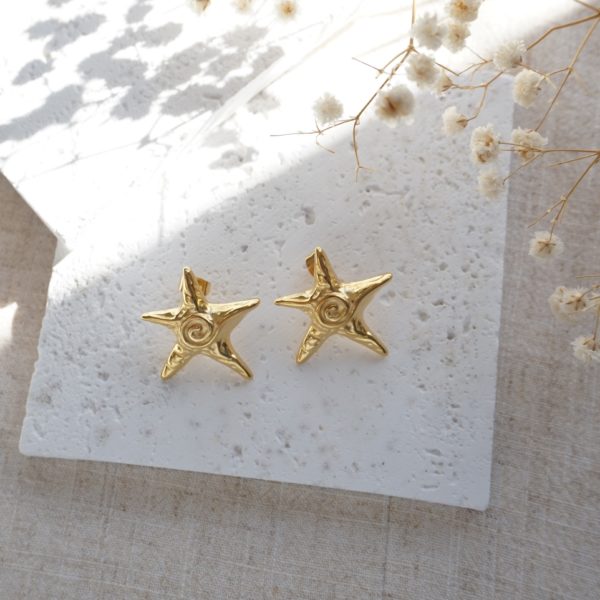 Little Grey Moon Gold Starfish Stud Earrings - MococoLittle Grey Moon100599Earrings