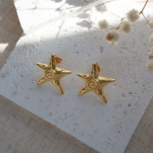 Little Grey Moon Gold Starfish Stud Earrings - MococoLittle Grey Moon100599Earrings