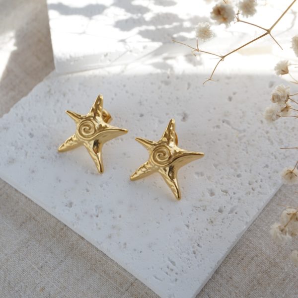 Little Grey Moon Gold Starfish Stud Earrings - MococoLittle Grey Moon100599Earrings