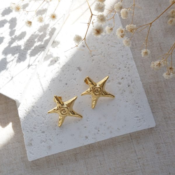 Little Grey Moon Gold Starfish Stud Earrings - MococoLittle Grey Moon100599Earrings