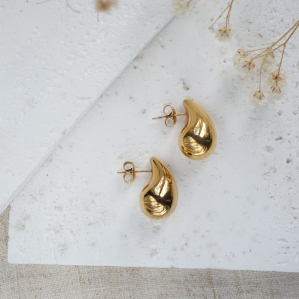 Little Grey Moon Gold Teardrop Stud Earrings - MococoLittle Grey Moon100605Earrings