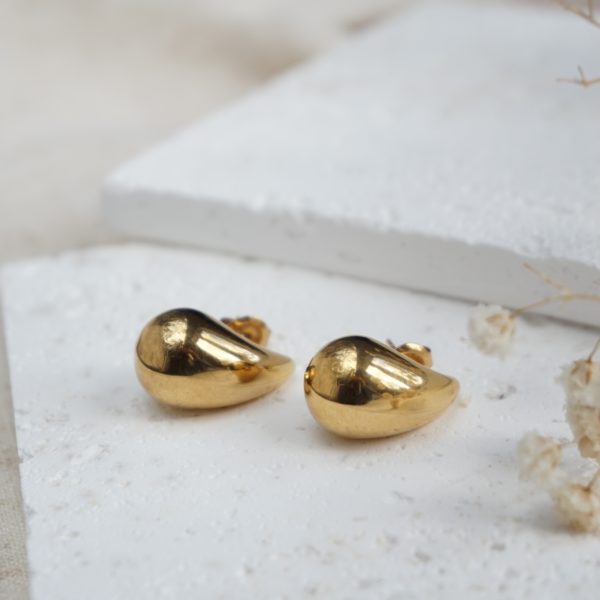 Little Grey Moon Gold Teardrop Stud Earrings - MococoLittle Grey Moon100605Earrings