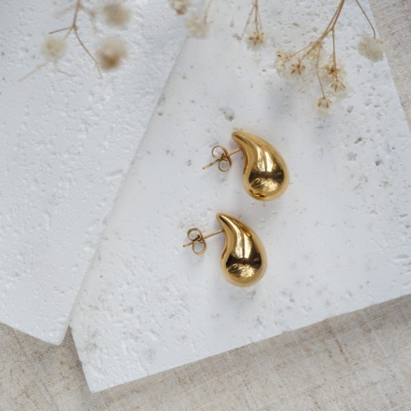 Little Grey Moon Gold Teardrop Stud Earrings - MococoLittle Grey Moon100605Earrings