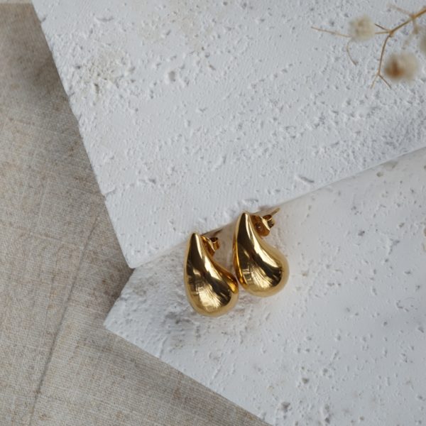 Little Grey Moon Gold Teardrop Stud Earrings - MococoLittle Grey Moon100605Earrings