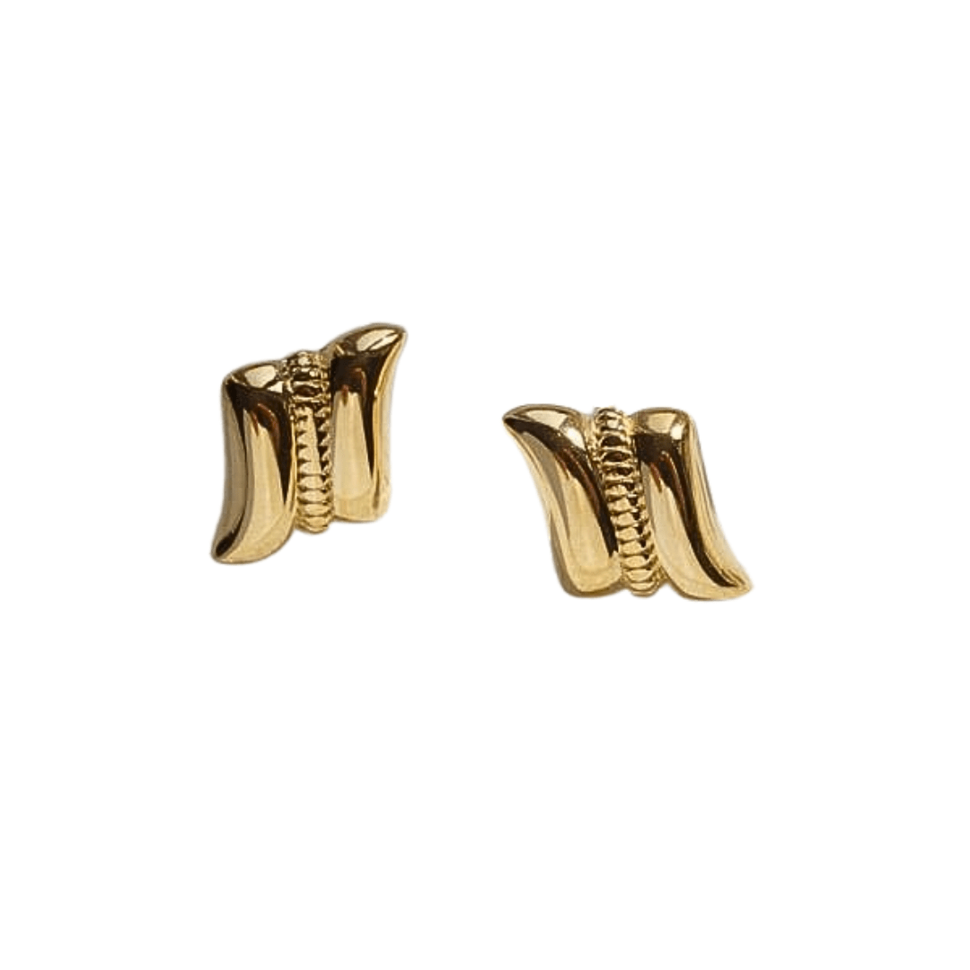 Little Grey Moon Gold Wave Stud Earrings - MococoLittle Grey Moon100620Earrings