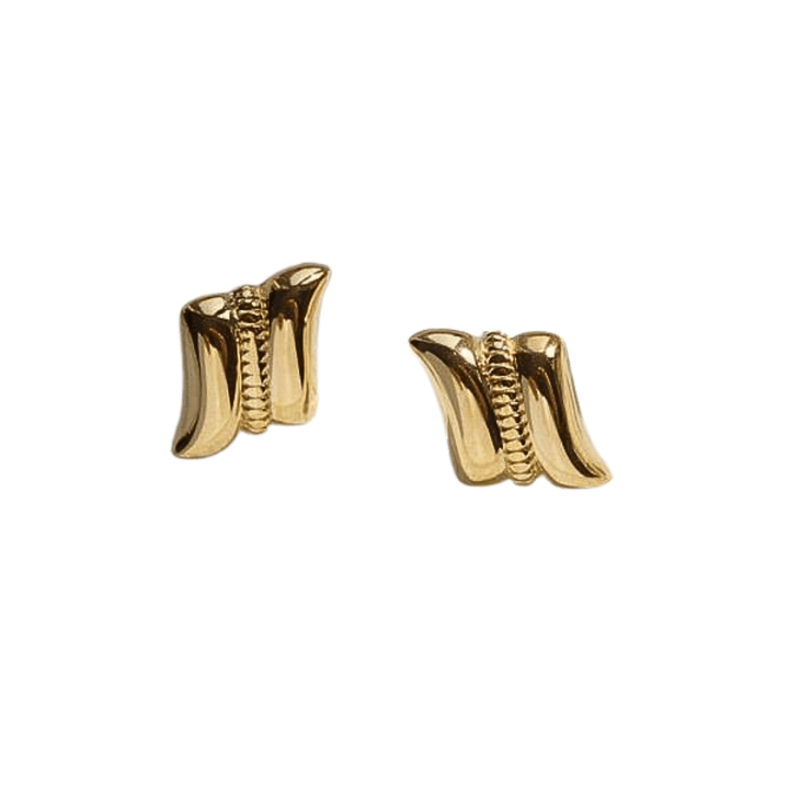 Little Grey Moon Gold Wave Stud Earrings - MococoLittle Grey Moon100620Earrings